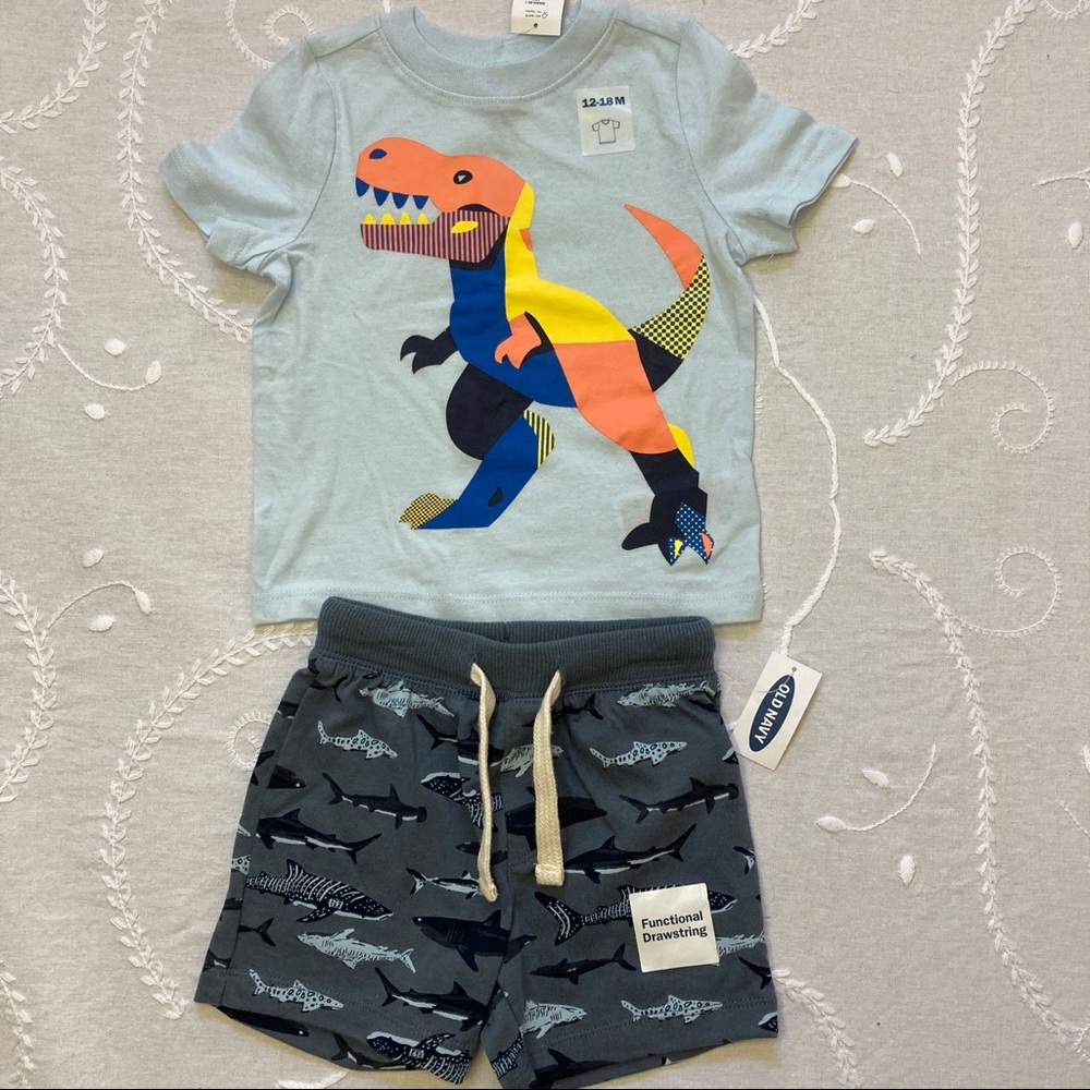 NWT Old Navy 🦖 🦈 Short Set, Dino & Shark 2PC